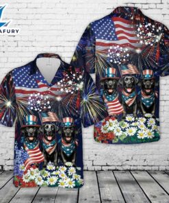 Black Labrador Retriever Dog 4th of July Hawaiian Shirt