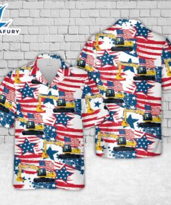 CATERPILLAR 320D3 Excavator, 4th Of July Hawaiian Shirt