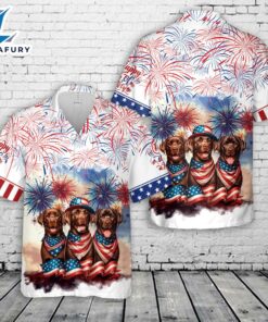 Chocolate Labrador Retriever Dog 4th of July Hawaiian Shirt
