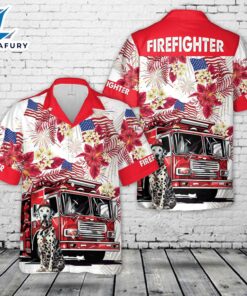 Dalmatian & Fire Truck, 4th Of July Hawaiian Shirt