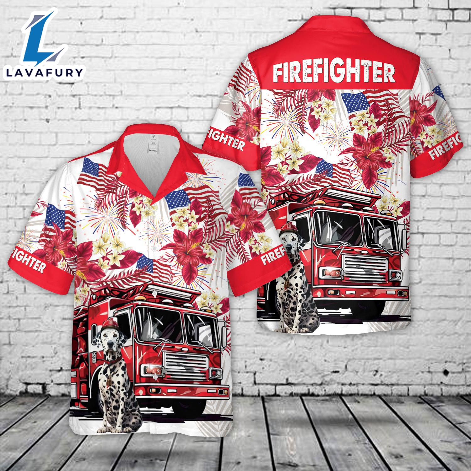 Dalmatian & Fire Truck, 4th Of July Hawaiian Shirt Gift Summer Dalmatian & Fire Truck, 4th Of July Hawaiian Shirt Gift Summer