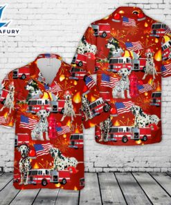 Dalmatian patriotic Firefighter 4th Of July Hawaiian Shirt