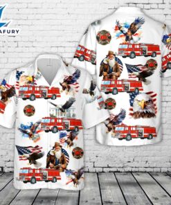 Eagle Patriotic Fire truck, 4th Of July Hawaiian Shirt