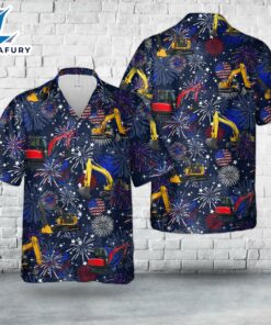 Excavator, 4th Of July Hawaiian Shirt