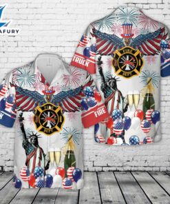 Fire Truck, 4th Of July Eagle Patriotic Hawaiian Shirt
