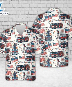 Fire Truck 4th Of July Hawaiian Shirt 1