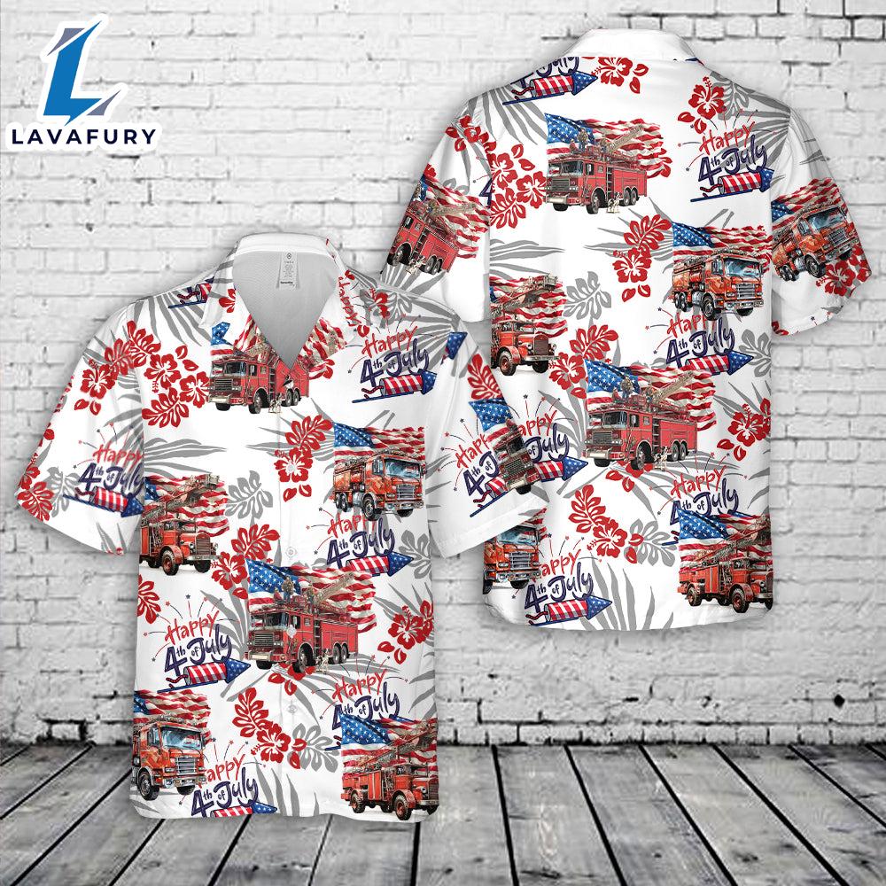 Fire Truck 4th Of July Hawaiian Shirt Gift Summer Fire Truck 4th Of July Hawaiian Shirt Gift Summer