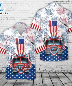 Fire Truck Firefighter, 4th Of July Hawaiian Shirt 1