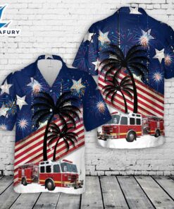 Fire Truck Firefighter, 4th Of July Hawaiian Shirt