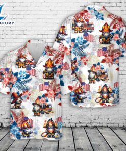 Fire trucks Gnomes Firefighter, 4th Of July Hawaiian Shirt 1