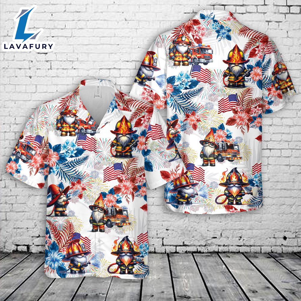 Fire trucks Gnomes Firefighter, 4th Of July Hawaiian Shirt 1 Gift Summer Fire trucks Gnomes Firefighter, 4th Of July Hawaiian Shirt 1 Gift Summer