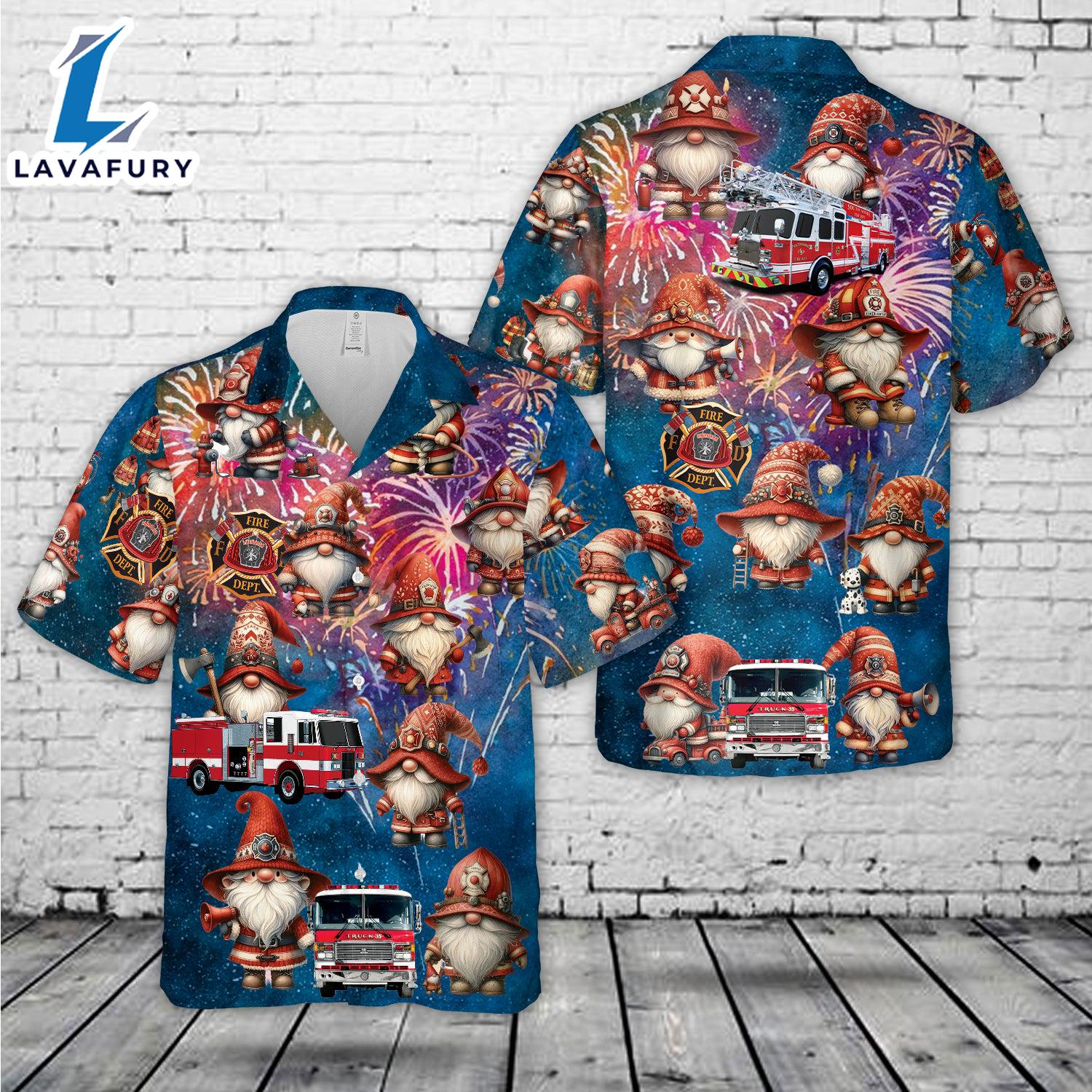 Fire trucks Gnomes Firefighter, 4th Of July Hawaiian Shirt Gift Summer Fire trucks Gnomes Firefighter, 4th Of July Hawaiian Shirt Gift Summer