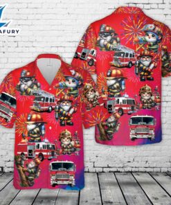 Fire trucks Gnomes Firefighter, 4th Of July Hawaiian Shirt
