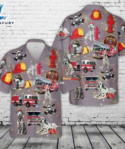 Firefighter Dalmatian Dog, 4th Of July Hawaiian Shirt