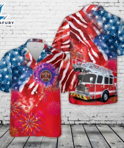 Firefighter Fire Truck, 4th Of July Hawaiian Shirt 1