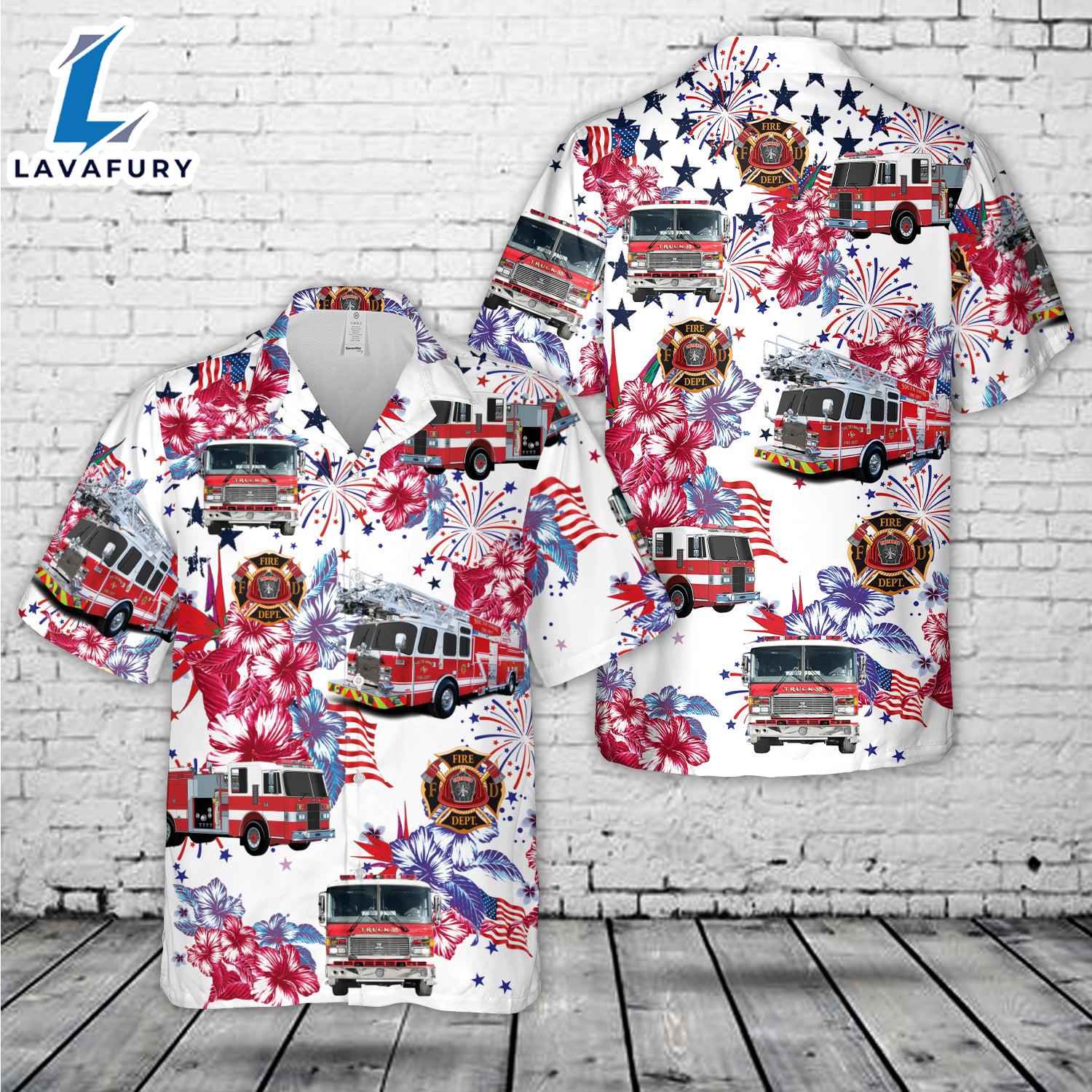 Firefighter Fire Truck, 4th Of July Hawaiian Shirt 2 Gift Summer Firefighter Fire Truck, 4th Of July Hawaiian Shirt 2 Gift Summer