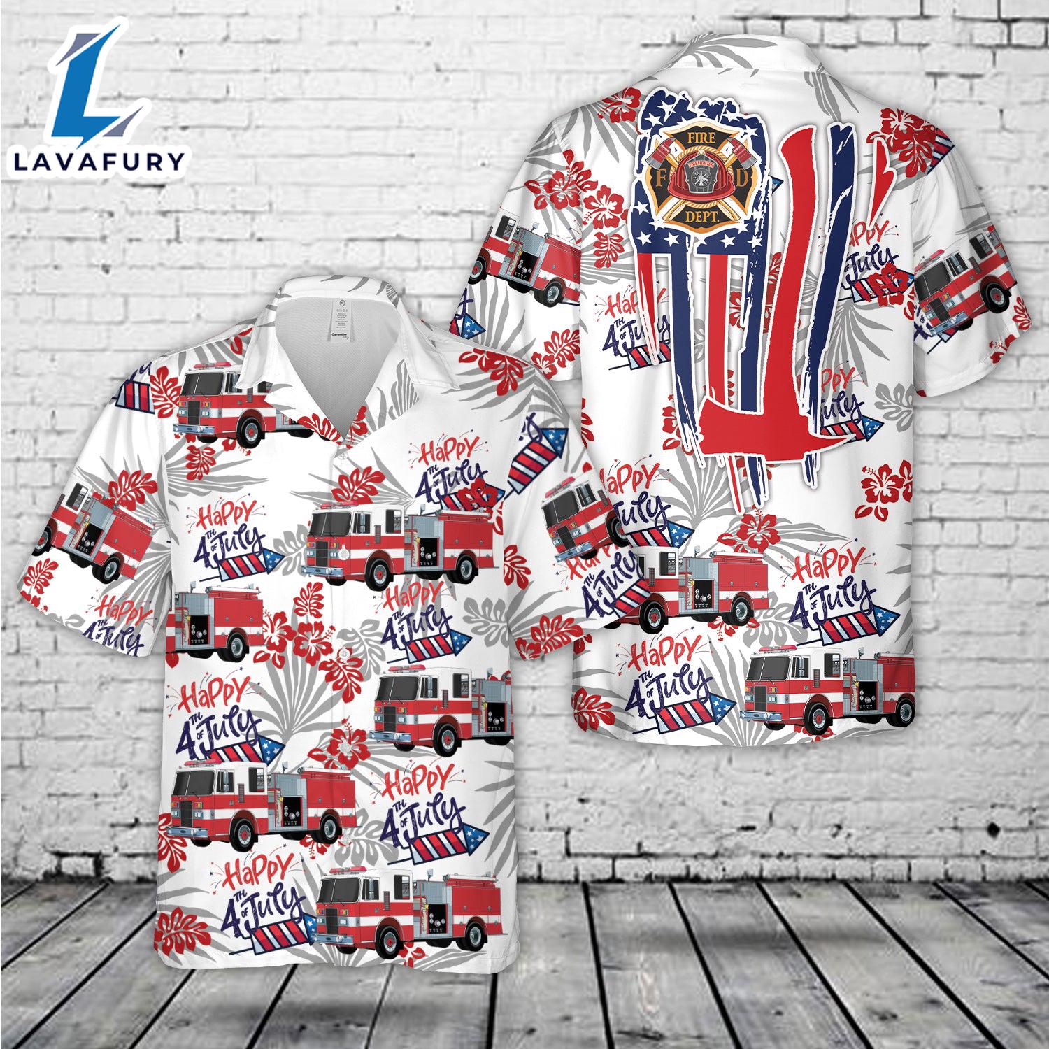 Firefighter Fire Truck, 4th Of July Hawaiian Shirt 4 Gift Summer Firefighter Fire Truck, 4th Of July Hawaiian Shirt 4 Gift Summer