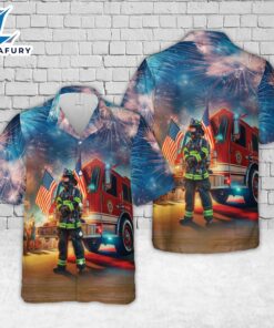 Firefighter Fire Truck, 4th Of July Hawaiian Shirt 4