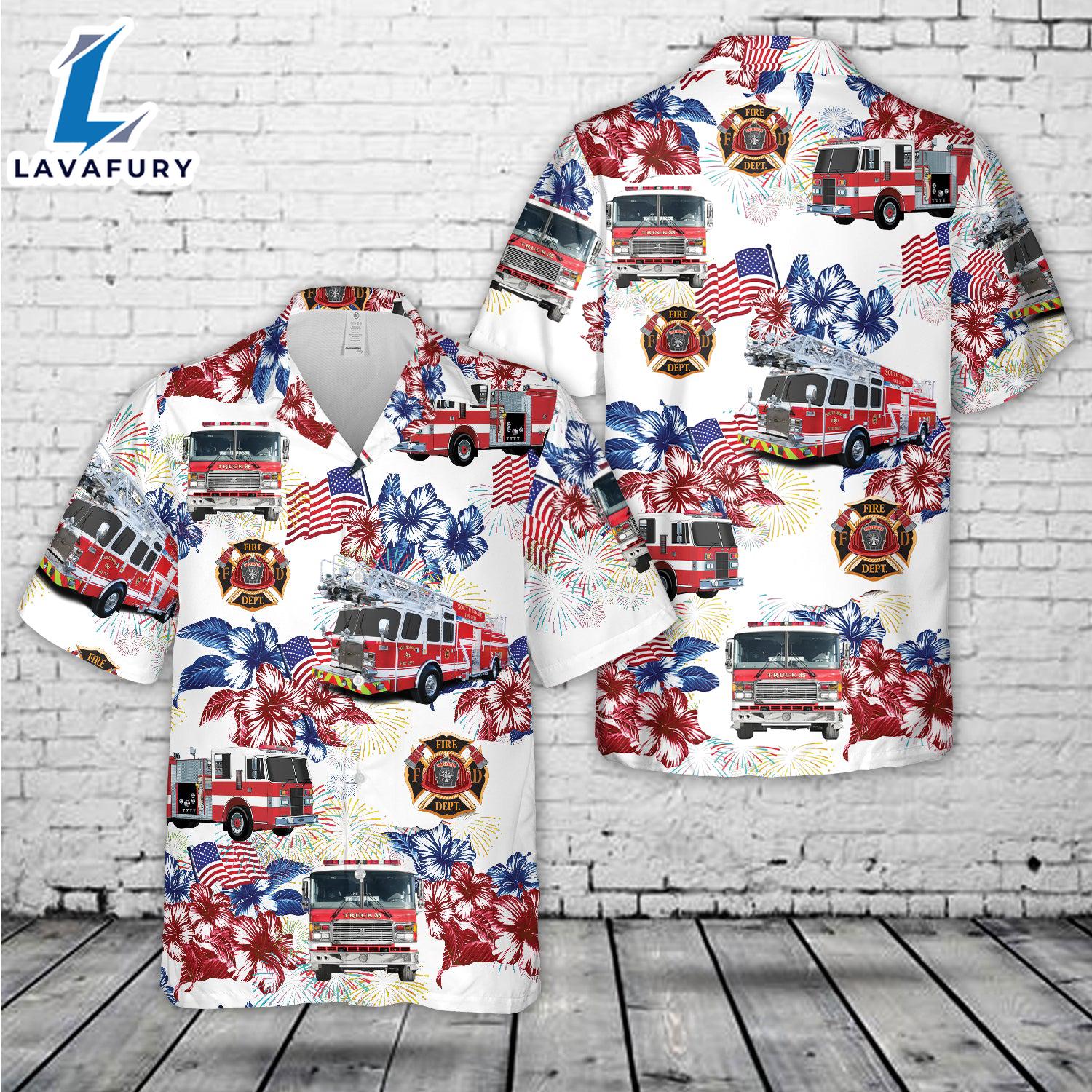 Firefighter Fire Truck, 4th Of July Hawaiian Shirt Gift Summer Firefighter Fire Truck, 4th Of July Hawaiian Shirt Gift Summer