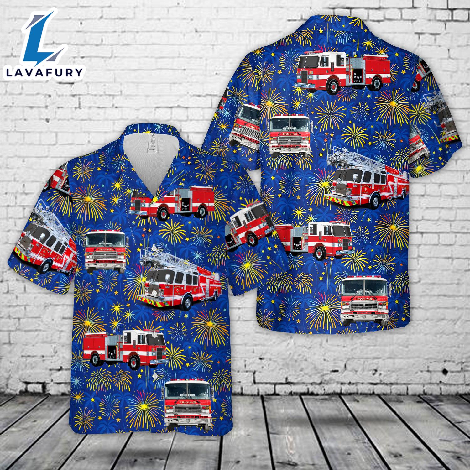 Firefighter Fire Truck 4th of July Hawaiian Shirt Gift Summer Firefighter Fire Truck 4th of July Hawaiian Shirt Gift Summer