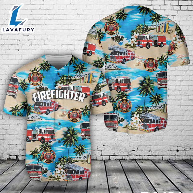 Firefighter Fire Truck Baseball Jersey Gift Summer Firefighter Fire Truck Baseball Jersey Gift Summer