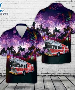 Firefighter Fire Truck Firework Hawaiian Shirt