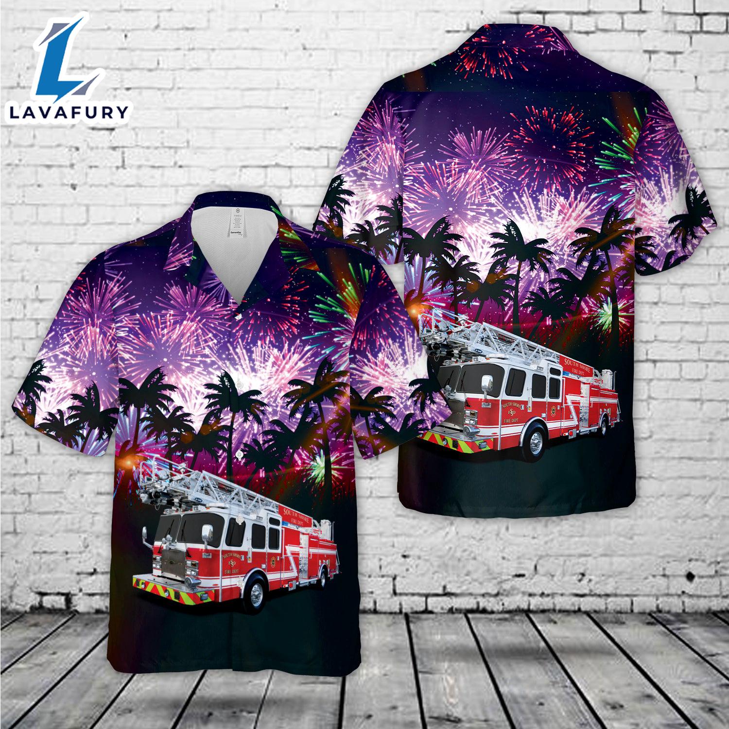 Firefighter Fire Truck Firework Hawaiian Shirt Gift Summer Firefighter Fire Truck Firework Hawaiian Shirt Gift Summer