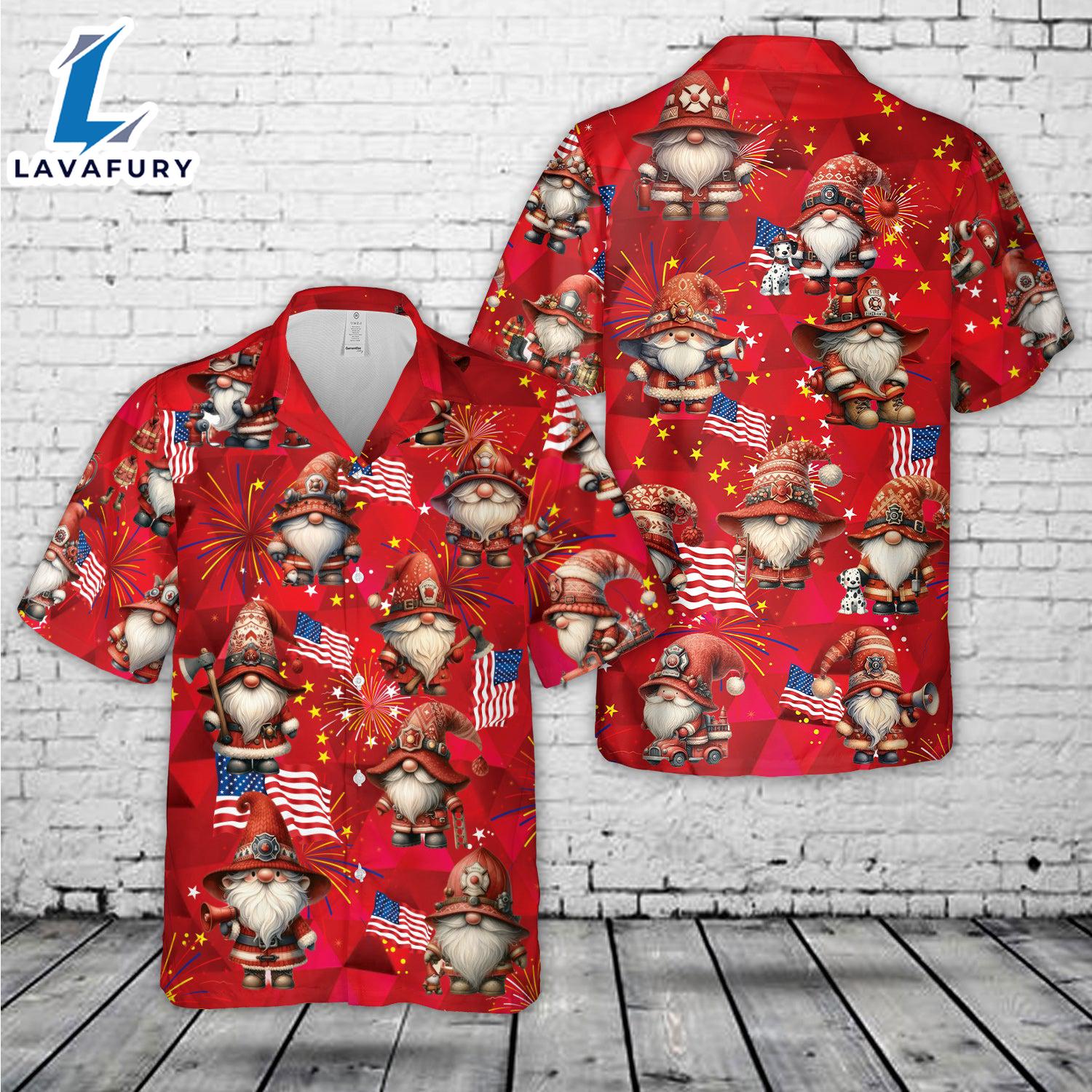 Firefighter Gnome Firefighter Fire Truck 4th of July Hawaiian Shirt Gift Summer Firefighter Gnome Firefighter Fire Truck 4th of July Hawaiian Shirt Gift Summer