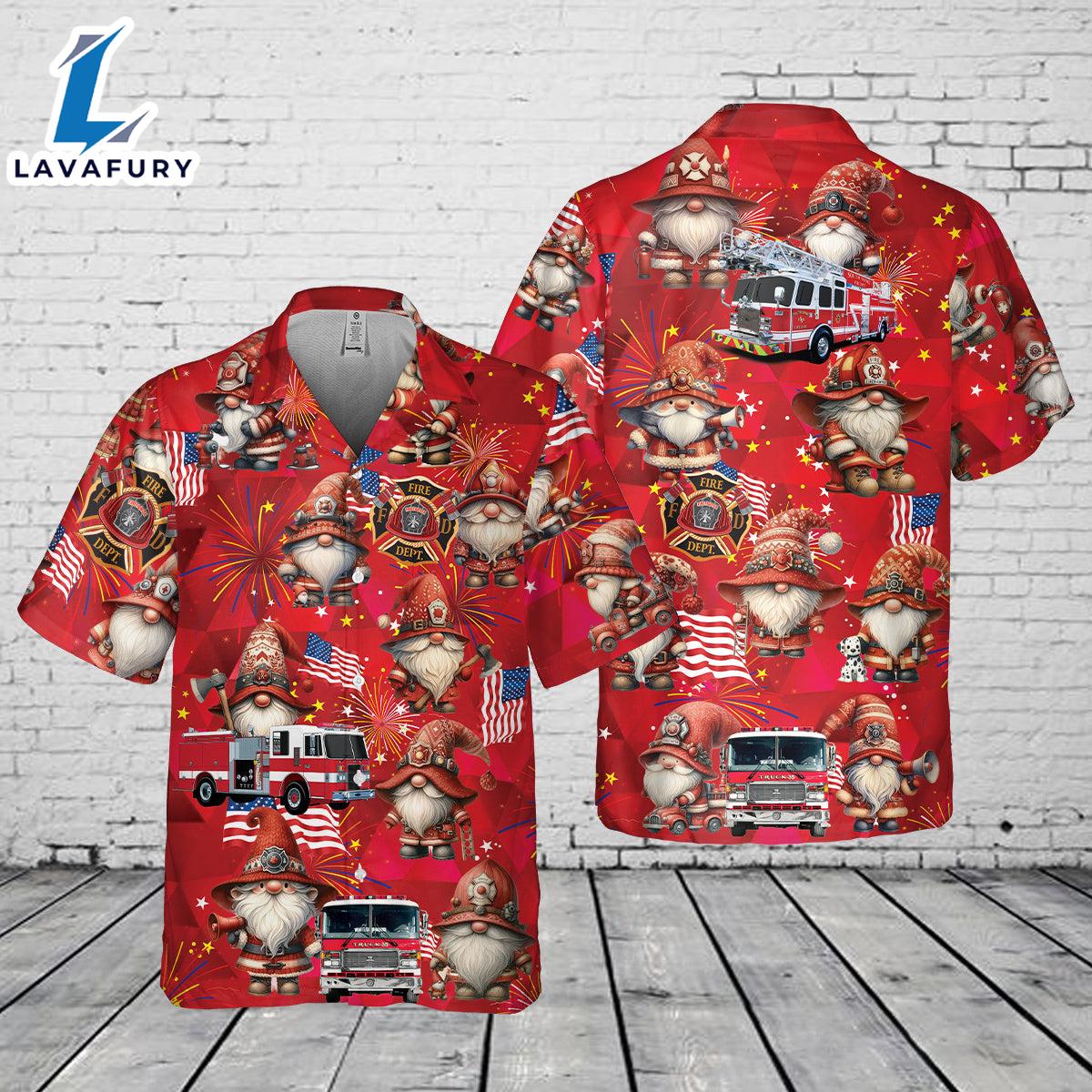 Firefighter Gnome Firefighter Fire Truck 4th of July Pocket Hawaiian Shirt Gift Summer Firefighter Gnome Firefighter Fire Truck 4th of July Pocket Hawaiian Shirt Gift Summer