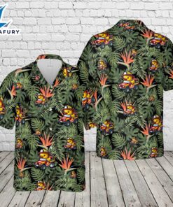 Fireman Rubber Ducky Riding American Off-Road Fire Truck Hawaiian Shirt