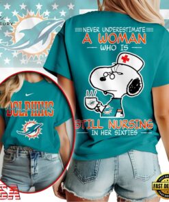 Miami Dolphins NFL Snoopy Never Underestimate A Nurse Unisex T Shirt