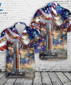 NASA Artemis SLS Moon Rocket, 4th Of July Hawaiian Shirt