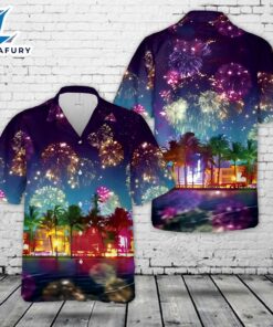 Palm Trees Fireworks, 4th Of July Hawaiian Shirt