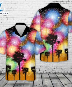 Palm Trees Fireworks 4th of July Hawaiian Shirt