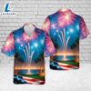 Palm Trees Fireworks With USA Flag 4th of July 1 Hawaiian Shirt