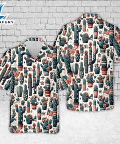 Patriotic Cactus 4th Of July Pattern Hawaiian Shirt