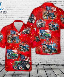 Patriotic Old Farm Tractor 4th Of July Hawaiian Shirt
