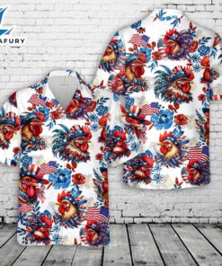Patriotic Rooster 4th of July Hawaiian Shirt