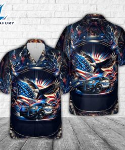 Police Car Patriot Eagle, 4th Of July Flag Hawaiian Shirt