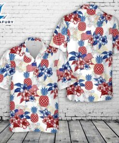 Red White and Blue Pineapple 4th of July Hawaiian Shirt