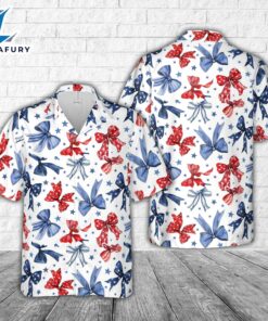 Red White & Blue Bows 4th Of July Hawaiian Shirt