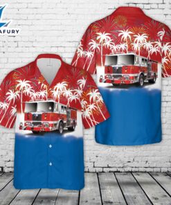 Red White & Blue Fire Trucks, 4th Of July Hawaiian Shirt