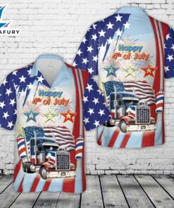 Semi Truck Flag,4th Of July Hawaiian Shirt