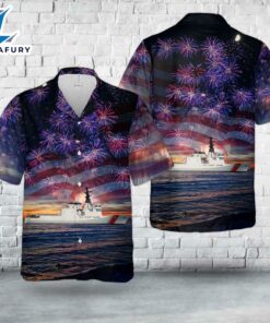 United States Coast Guard USCGC James (WMSL-754) Legend-class Cutter, 4th Of July Hawaiian Shirt