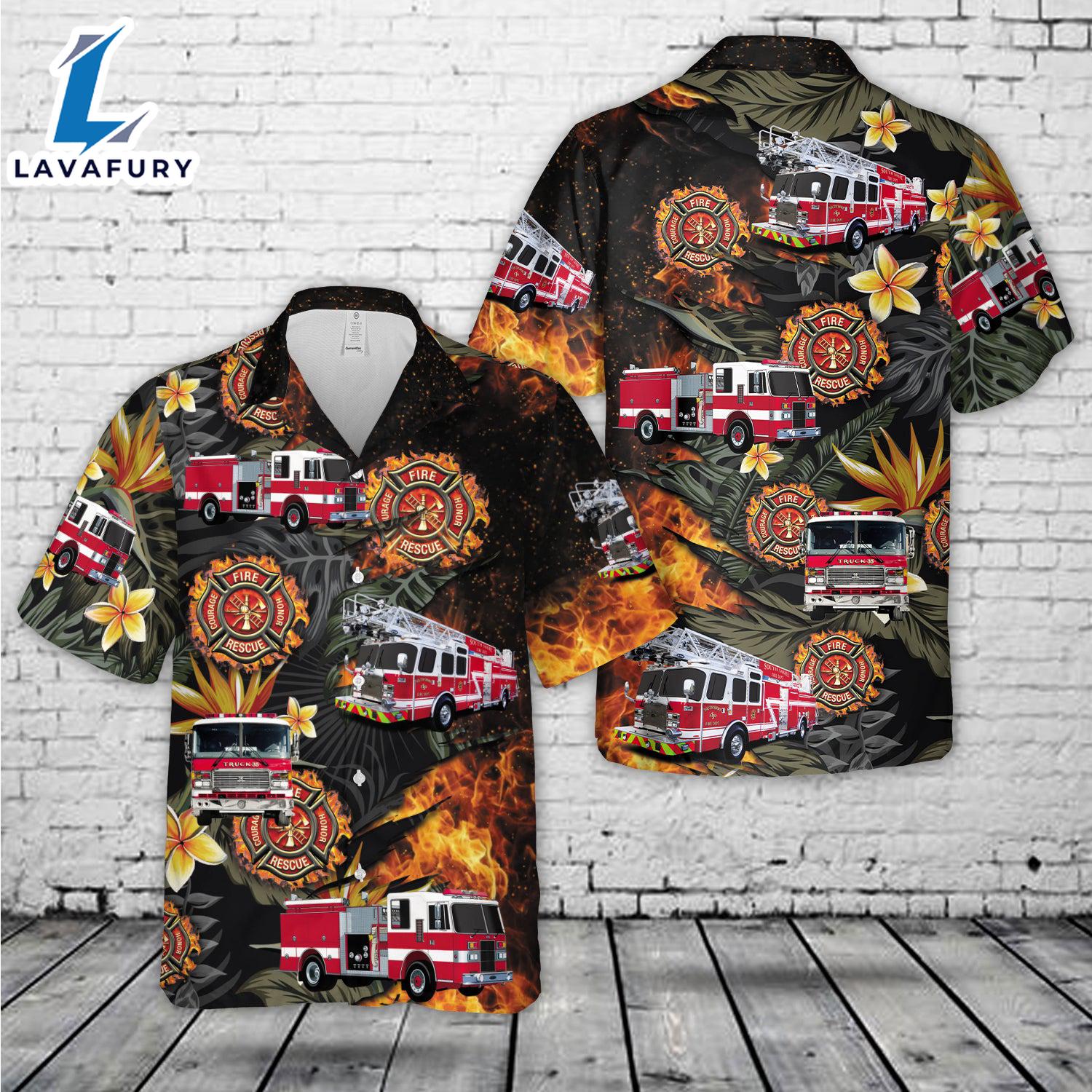 US Firefighter Fire Truck Hawaiian Shirt Gift Summer US Firefighter Fire Truck Hawaiian Shirt Gift Summer