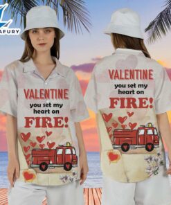 Valentine Fire Truck Hawaiian Shirt