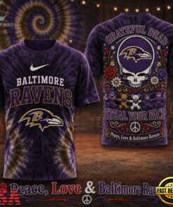 Baltimore Ravens NFL Peace Love Greateful Dead Special New 3D Shirt