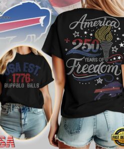 Buffalo Bills NFL 250 Years Independence Day Rhinestone Dot Unisex 3D Shirt