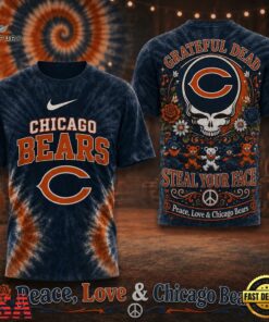 Chicago Bears NFL Peace Love Greateful Dead Special New 3D Shirt