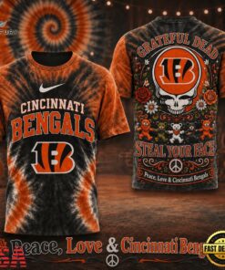 Cincinnati Bengals NFL Peace Love Greateful Dead Special New 3D Shirt